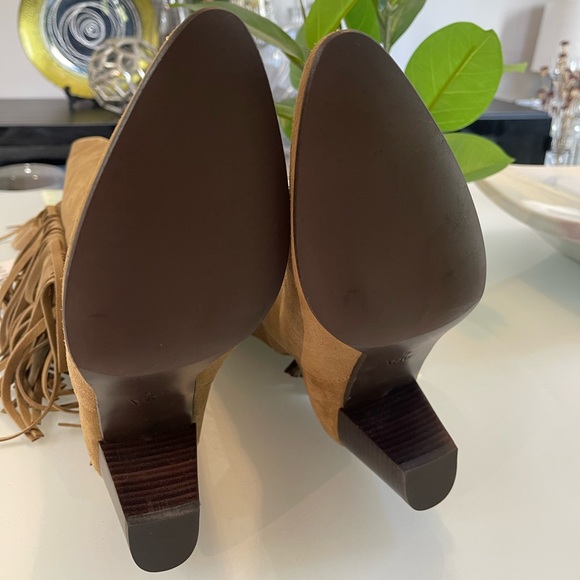 Zara Split Suede Cowboy Boots with Fringes - Picture 5 of 11